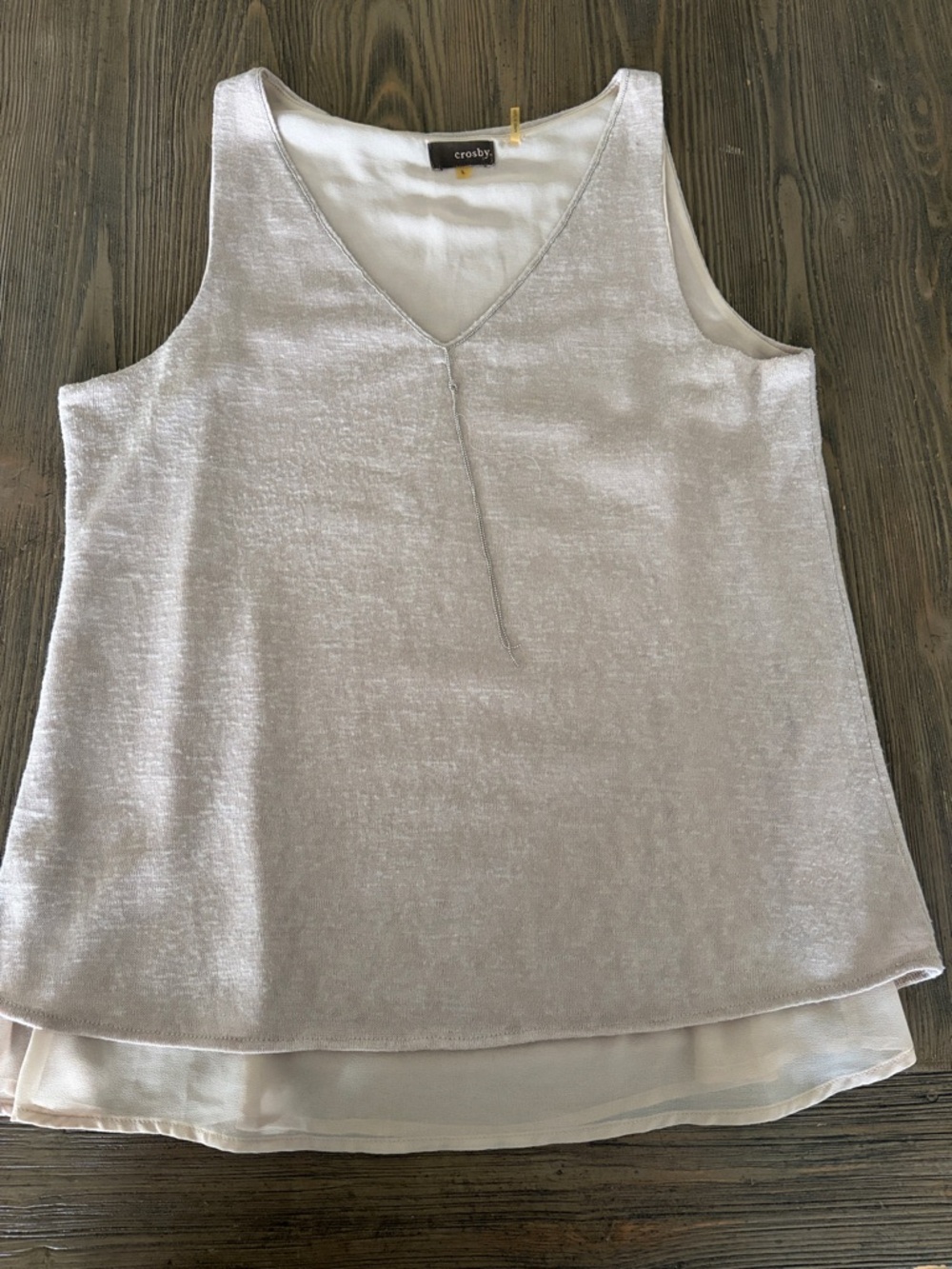 crosby. Layered V-Neck Tank Top - Light Beige/Off-White